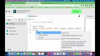 4 7 Rainbow Hexagon on Python Replit com