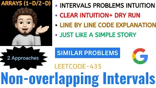 Non-overlapping Intervals 2 Approaches Intuition Dry Run Leetcode-435 GOOGLE Explanation