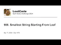 Daily Leetcode Apr 17 2024 - 988 Smallest String Starting From Leaf