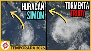 Huracán Simón se debilita. Tormenta tropical Trudy se fortalecerá rápido en huracán categoría 3 o 4.