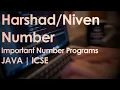 Harshad or Niven Number Important Java Program ICSE