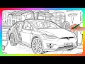 Coloring a Tesla Model X at a Charging Station Detailed Coloring Process