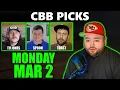College Basketball Picks with Kyle Kirms Monday March 2nd