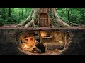 Lagu 50 Days Building a Hidden Forest Shelter Inside a Giant Tree
