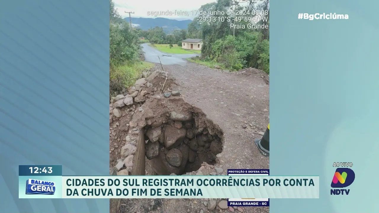 Cidades do sul afetadas por chuvas intensas no fim de semana