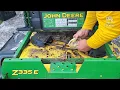 1 John Deere Z335e Deck Pulley Replacement Blade Belt Install NO TOOLS REQUIRED