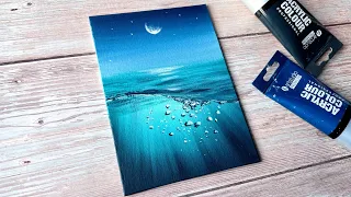 underwater aesthetic seascape painting easy acrylic painting ideas for beginners