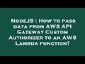 NodeJS How to pass data from AWS API Gateway Custom Authorizer to an AWS Lambda function