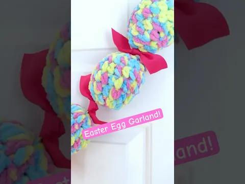 Plushy Watercolor Easter Egg Garland 💛🩵🩷 #fiberfluxcrochet