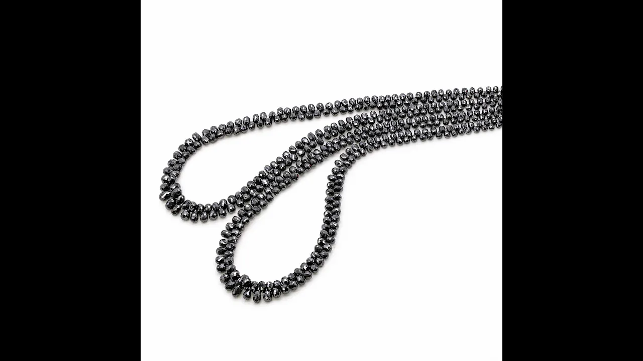 Black Diamond 3x2.50mm to 5x3.50mm Drops Faceted Beads (7.50 Inch)