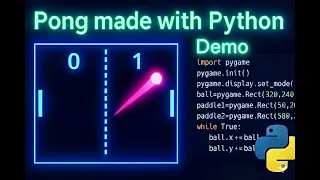 Python Pong Demo made with Pygame - of Part 1 Tutorial