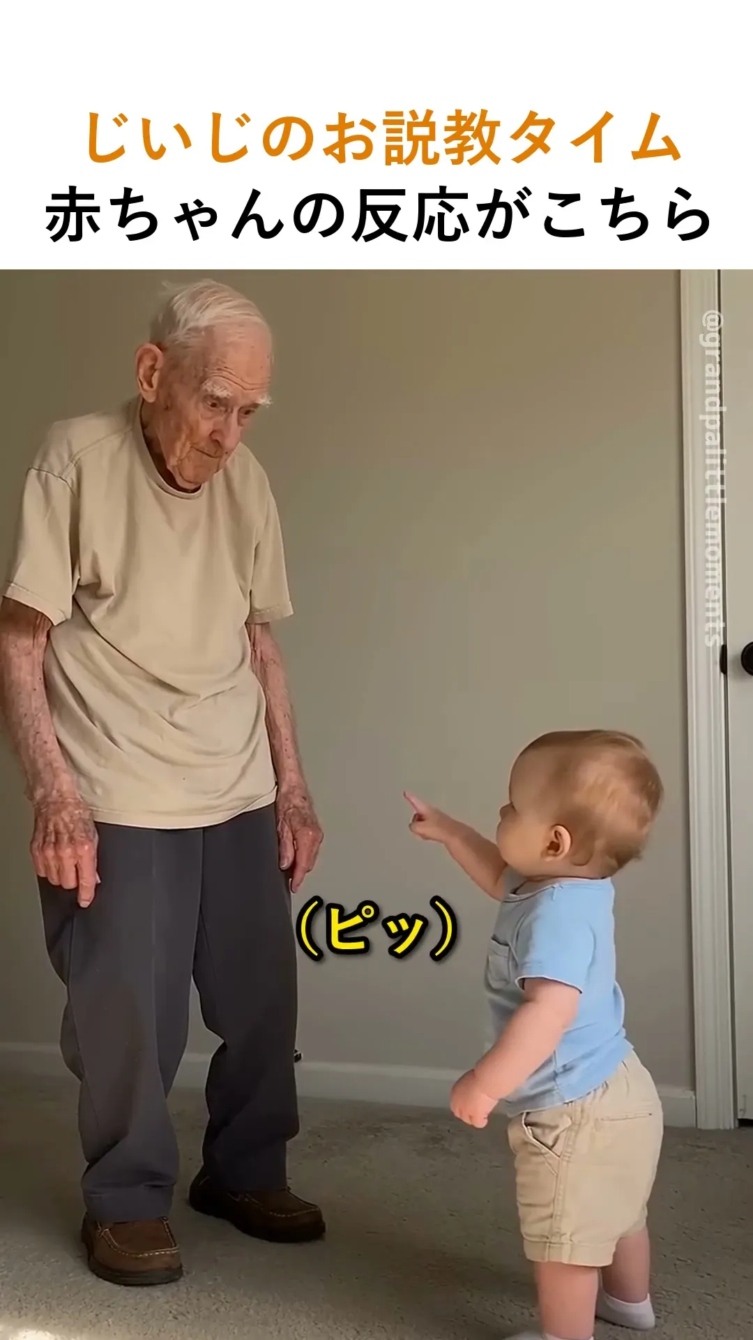 じいじのお説教タイム、赤ちゃんの反応がこちら