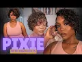 Short Curly Pixie Wig Install Brown Highlight Water Wave Glueless Lace Beginner Friendly