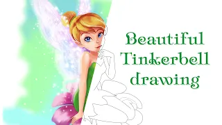 Beautiful Tinkerbell drawing Photoshop