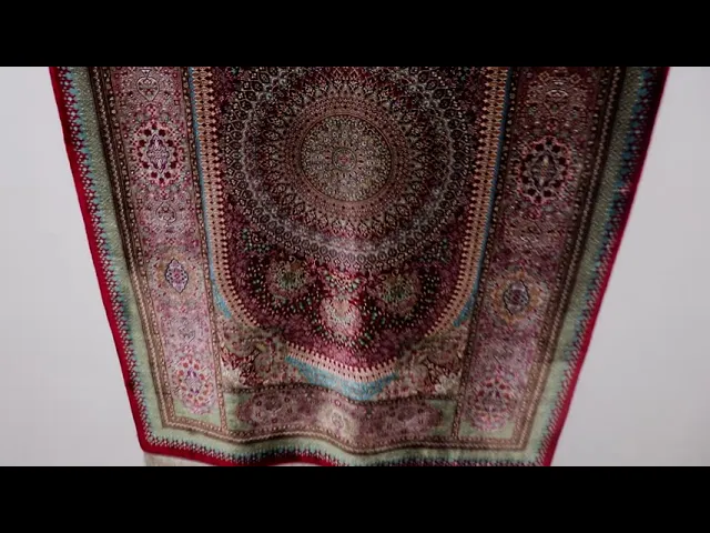 セディギヤン工房 花瓶メダリオン（ゴルダーン＆トランジ）赤 105×163cm (ID10003)