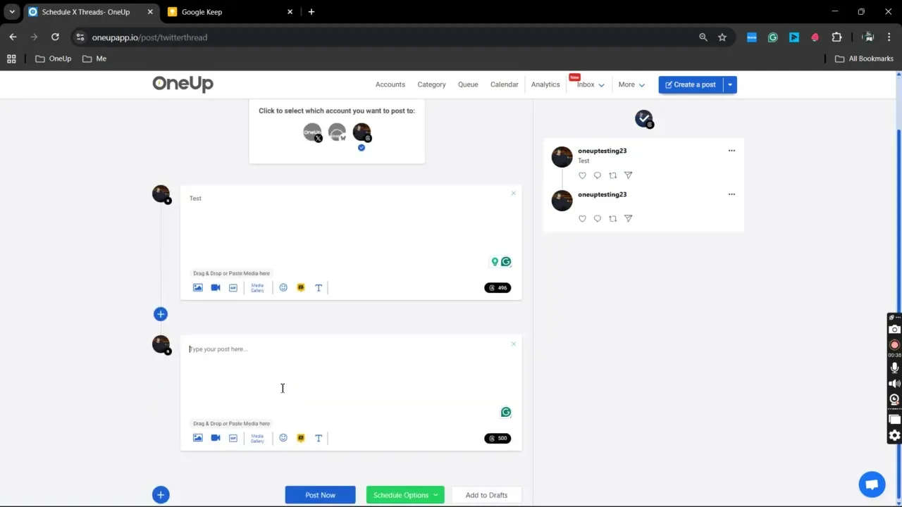 Schedule Threads posts with OneUp
