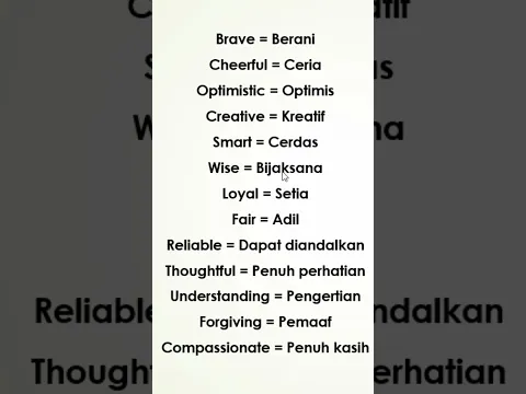 Kata Sifat Bahasa Inggris Kepribadian Baik #English #bahasainggris #vocabulary