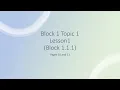 Block 1 Topic 1 Lesson 1 Block 1 1 1