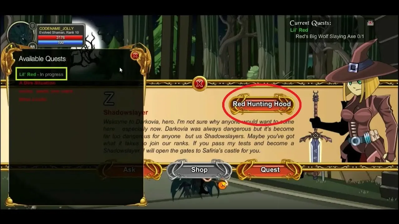 Lil' Red, Can I Axe You Something? (Quest) | AdventureQuest Worlds (AQW) Lil' Red, Can I Axe You Something? (Quest) | AdventureQuest Worlds (AQW)