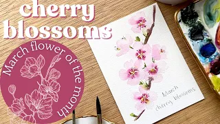 Watercolor cherry blossoms - March birth month flower
