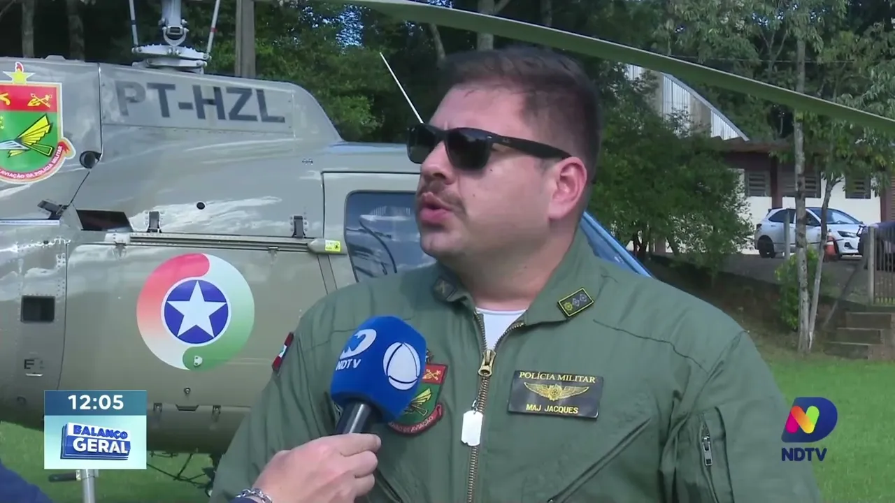 Helicóptero Águia realiza resgate de jovem em trilha na região de Chapecó