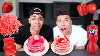 NUR ROTES ESSEN FÜR 24 STUNDEN CHALLENGE !!! | PrankBrosTV