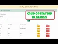 CRUD OPERATION IN DJANGO create read update delete operations in django