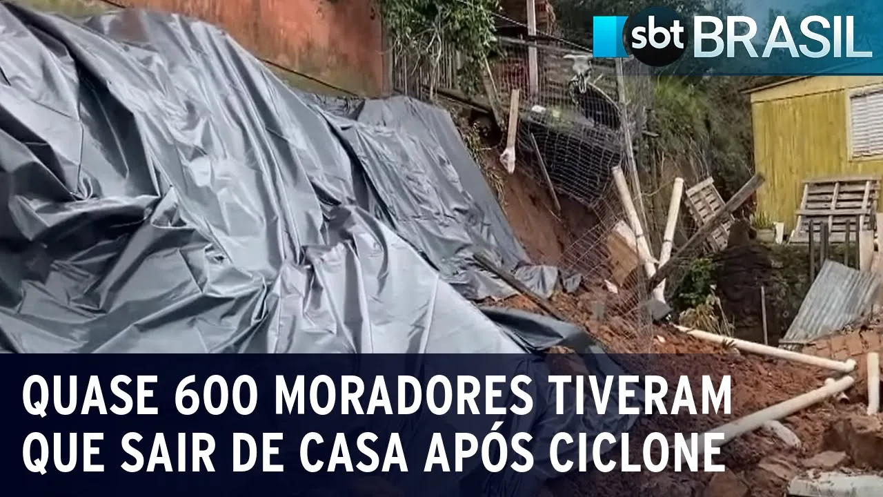 Quase 600 moradores tiveram que sair de casa após ciclone no RS | SBT Brasil (13/07/23)