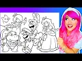 Coloring Super Mario Galaxy Movie Characters Mario Luigi Peach Rosalina Luma Bowser Jr Pages