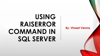 Using RaiseError Command in SQL Server