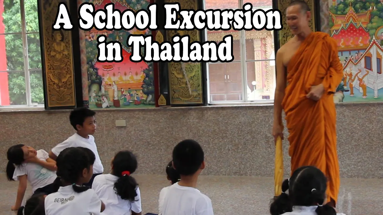 School Excursion to a Buddhist Temple in Thailand. Thai Buddhism: Thai Culture