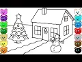 Christmas Winter House - Coloring Pages for Children