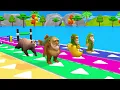 Long Slide Game With Elephant Gorilla Buffalo Hippopotamus Tiger 3d Animal Game Funny 3d Animals
