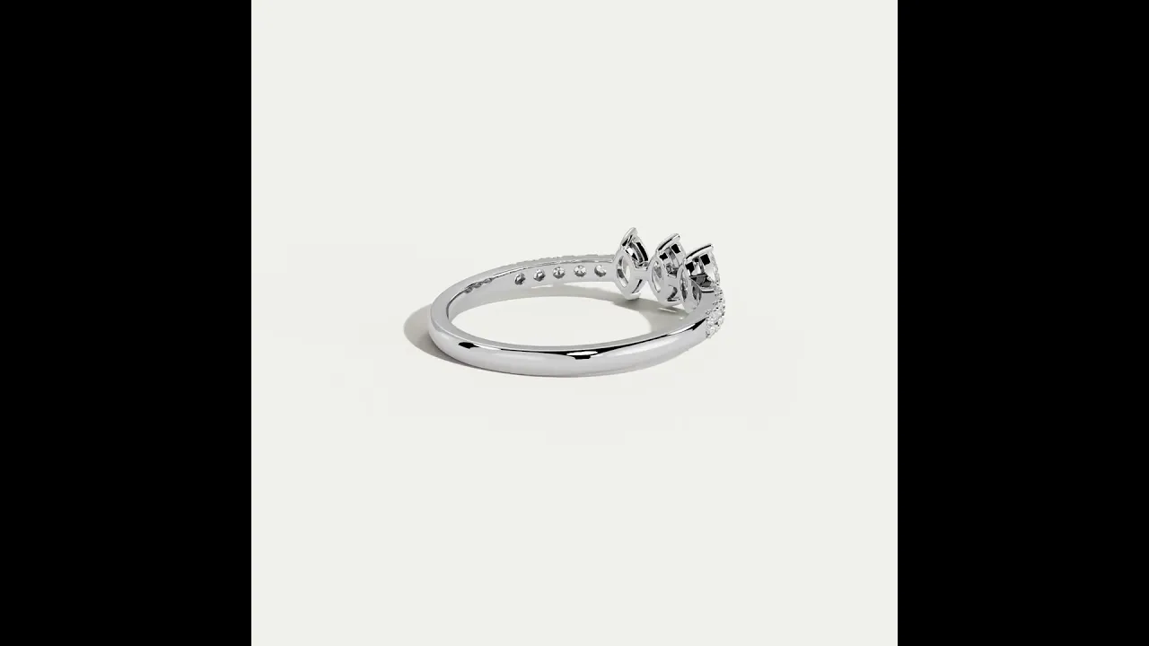 Floating Marquise Lab-Grown Diamond Three-Stone Pavé Ring