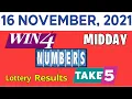 TAKE5 WIN4 NUMBERS MIDDAY Lottery drawing for November 16 2021