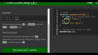 Comparison with the Strict Equality Operator freeCodeCamp Basic Javascript