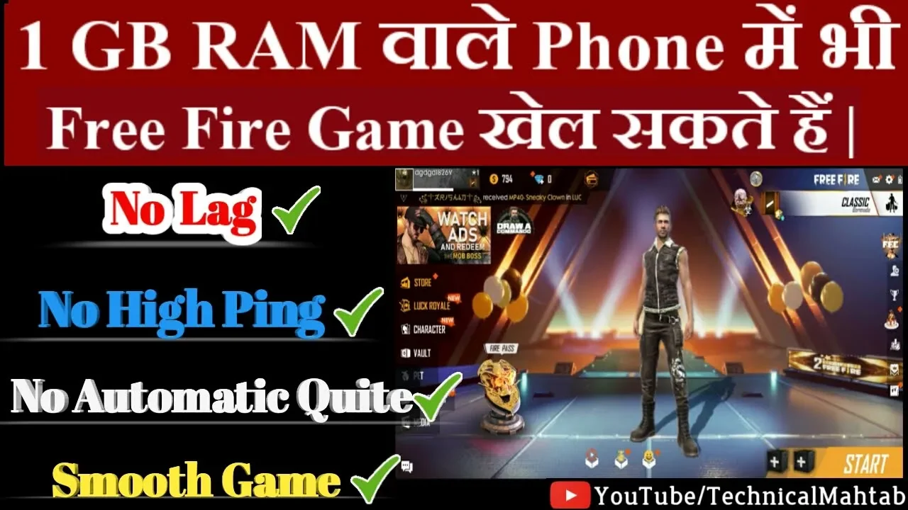 How to fix lag in free fire  Play free fire in 1 GB RAM Phones