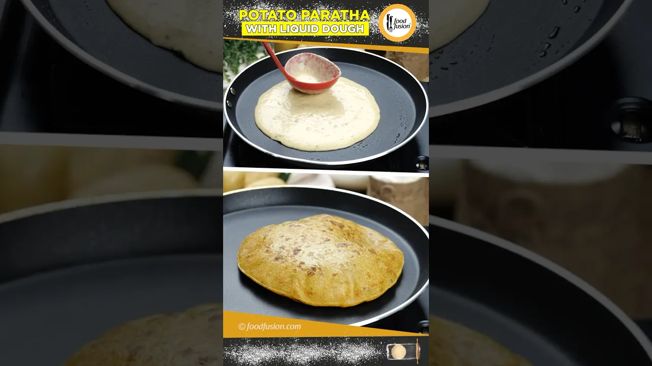 Aloo paratha With Liquid Dough -  Short Recipe By Food Fusion