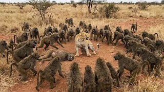 Leopardo vs Babuinos: Cuando la Tropa se Une y Acorrala al Cazador
