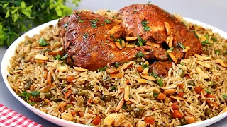الرز المبهر بالخضار والدجاج المحمر الذايب رهيب للعزومات من اشهر وصفات المطاعم واطيبها دندنها