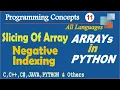 Slicing of Array in Python Programming Negative Indexing of Array in Hindi Urdu