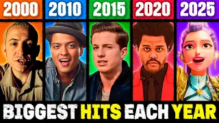 top 5 biggest hits of each year 2000 2025 