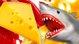 SHARK PUPPET 🦈 VS FOOD 🧀