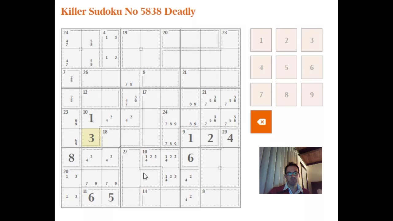 Solving the Deadly-rated Killer Sudoku: 27 Jan 18