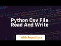 python csv file read and write