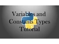 Variables and Constants Types Tutorial