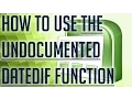 Free Excel Tutorial HOW TO USE THE UNDOCUMENTED DATEDIF FUNCTION -