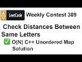 Leetcode Weekly Contest 309 Check Distances Between Same Letters Leetcode Solutions C
