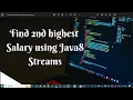 Find the second highest salary using Java8 streams