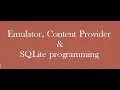 Android Emulator Content Provider and SQLite